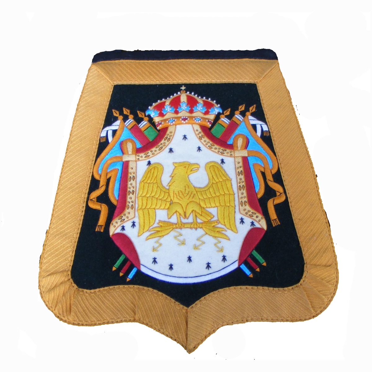 Embroidered or brass eagle sabretache flag shape high quality Hand Embroidered Schools Flags